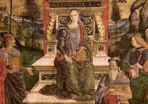 The Arithmetic Lower Centre View Oil painting by Bernardino Pinturicchio