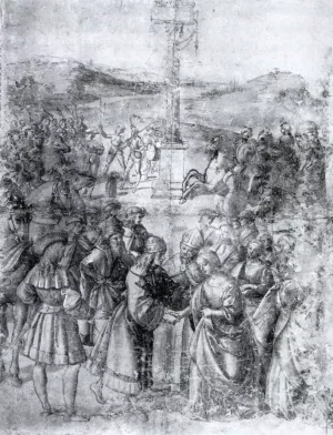 The Encounter between Frederick III and Eleonora of Portugal by Bernardino Pinturicchio Oil Painting