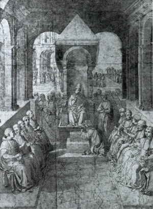 The Homage to Pope Eugenius IV in the Name of Emperor Frederick III Oil painting by Bernardino Pinturicchio