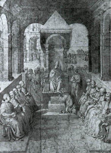 Main Product Photo of The Homage to Pope Eugenius IV in the Name of Emperor Frederick III Painting by Bernardino Pinturicchio
