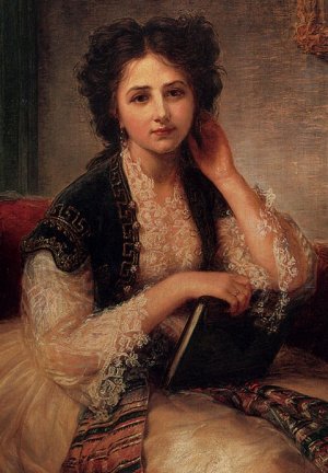 Mademoiselle Helene Cassaverti, Three Quarter Length by Bernardo Amiconi Oil Painting