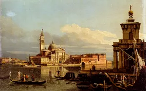 A View In Venice From The Punta Della Dogana Towards San Giorgio Maggiore by Bernardo Bellotto Oil Painting