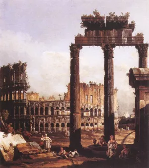 Capriccio with the Colosseum by Bernardo Bellotto - Oil Painting Reproduction