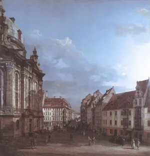 Dresden, the Frauenkirche and the Rampische Gasse by Bernardo Bellotto - Oil Painting Reproduction