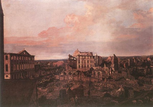 Main Product Photo of Dresden, the Ruins of the Pirnaische Vorstadt Painting by Bernardo Bellotto