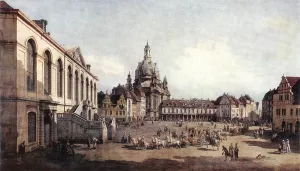 New Market Square in Dresden from the Judenhof Oil painting by Bernardo Bellotto
