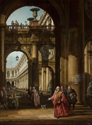 Self-portrait in the attire of the Venetian Procurator by Bernardo Bellotto Oil Painting