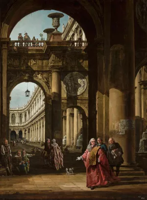 Self-portrait in the attire of the Venetian Procurator by Bernardo Bellotto Oil Painting