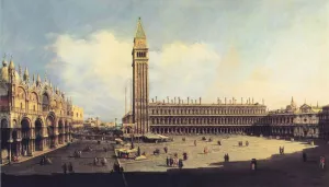 St. Mark's Square from the Clock Tower Facing the Procuratie Nuove painting by Bernardo Bellotto