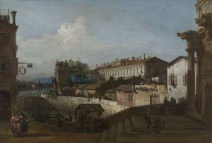 The Lock at Dolo by Bernardo Bellotto Oil Painting