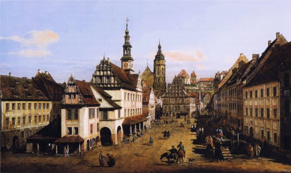 Main Product Photo of The Marketplace at Pirna Painting by Bernardo Bellotto