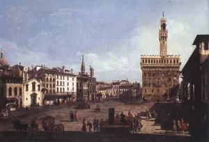 The Piazza della Signoria in Florence by Bernardo Bellotto Oil Painting