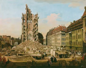 The Ruins of the old Kreuzkirche, Dresden Oil painting by Bernardo Bellotto
