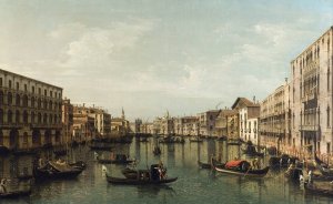 View of Grand Canal with the Palazzi Foscari and Moro Lin by Bernardo Bellotto Oil Painting