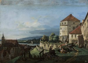 View of Pirna in Saxony by Bernardo Bellotto Oil Painting