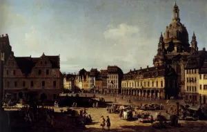 View of the New Market in Dresden by Bernardo Bellotto - Oil Painting Reproduction