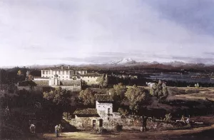 View of the Villa Cagnola at Gazzada near Varese by Bernardo Bellotto - Oil Painting Reproduction