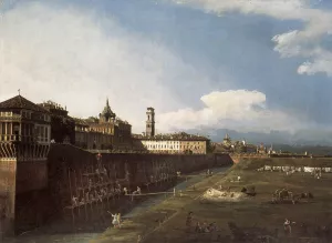 View of Turin near the Royal Palace by Bernardo Bellotto - Oil Painting Reproduction