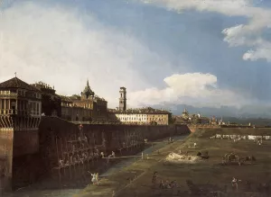 View of Turin near the Royal Palace Oil painting by Bernardo Bellotto