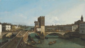 View of Verona with the Ponte delle Navi by Bernardo Bellotto Oil Painting