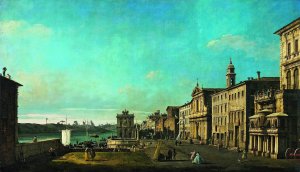 View of Via di Ripetta in Rome by Bernardo Bellotto Oil Painting