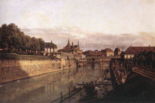 Zwinger Waterway by Bernardo Bellotto - Hand-Painted Oil Painting Reproduction