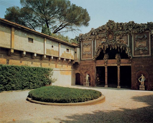 Exterior View of the Grotto by Bernardo Buontalenti - Hand-Painted Oil Painting Reproduction