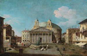 A View of the Pantheon, Rome by Bernardo Canal Oil Painting
