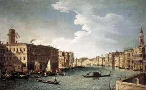 The Grand Canal with the Fabbriche Nuove at Rialto by Bernardo Canal - Oil Painting Reproduction