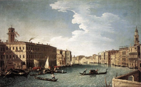Main Product Photo of The Grand Canal with the Fabbriche Nuove at Rialto Painting by Bernardo Canal