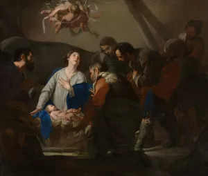 Adoration of the Shepherds by Bernardo Cavallino Oil Painting