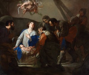 Adoration of the Shepherds by Bernardo Cavallino Oil Painting
