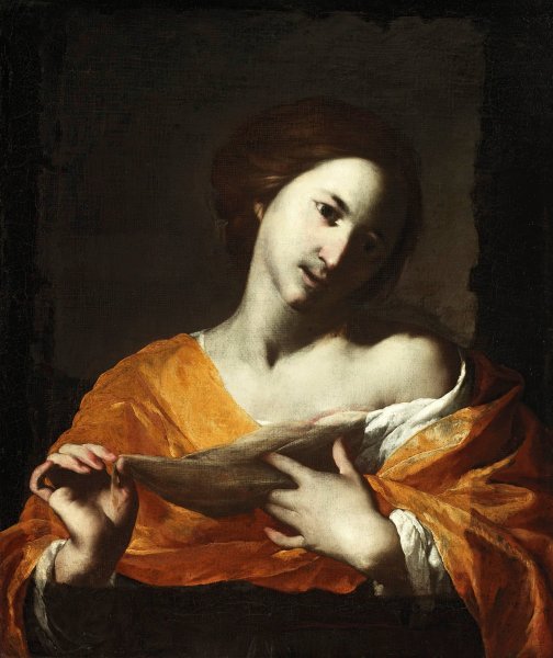 Saint Agatha  by Bernardo Cavallino - Hand-Painted Oil Painting Reproduction