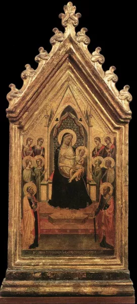 Madonna and Child Enthroned with Angels and Saints Oil painting by Bernardo Daddi