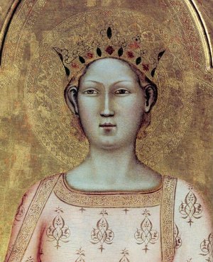 St Catherine of Alexandria with Donor and Christ Blessing Detail by Bernardo Daddi Oil Painting