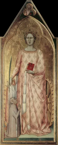 St Catherine of Alexandria with Donor and Christ Blessing painting by Bernardo Daddi