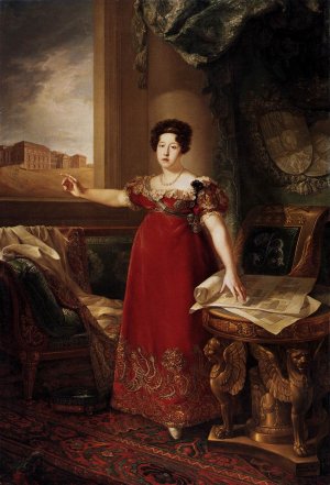 Queen Maria Isabel de Braganza by Bernardo Lopez y Piquer Oil Painting