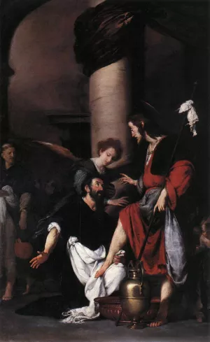 St Augustine Washing the Feet of Christ by Bernardo Strozzi Oil Painting
