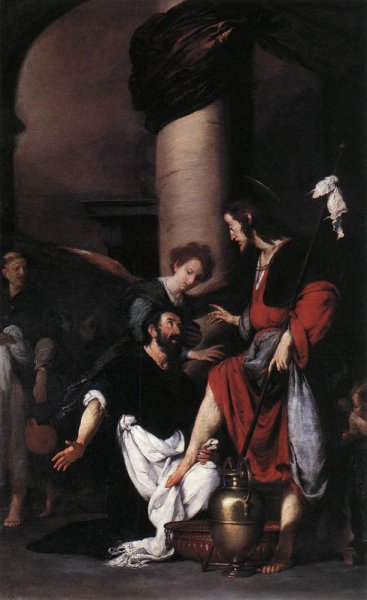 Main Product Photo of St Augustine Washing the Feet of Christ Painting by Bernardo Strozzi
