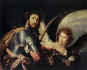 St Maurice and the Angel by Bernardo Strozzi - Oil Painting Reproduction