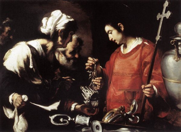 Main Product Photo of The Charity of St Lawrence Painting by Bernardo Strozzi