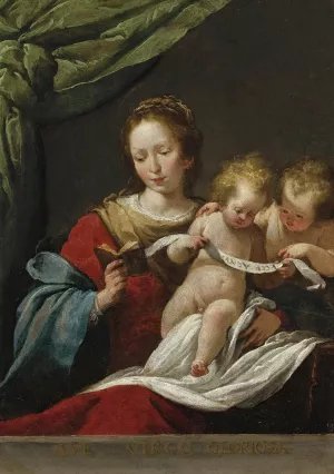 The Madonna Reading, With The Christ Child And Infant Saint John The Baptist by Bernardo Strozzi Oil Painting