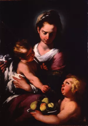 The Virgin and Child with the Infant Saint John by Bernardo Strozzi Oil Painting