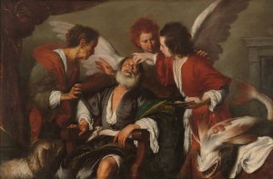 Tobias Curing His Father's Blindness by Bernardo Strozzi Oil Painting