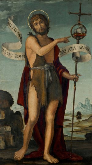 Saint John The Baptist, Standing In A Landscape by Bernardo Zenale Oil Painting