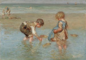 A day at the beach by Bernardus Johannes Blommers Oil Painting