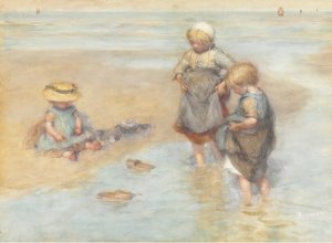 Children Playing Boats by Bernardus Johannes Blommers Oil Painting