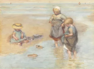 Children Playing Boats by Bernardus Johannes Blommers Oil Painting