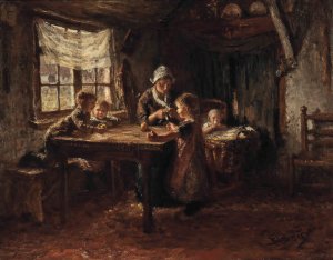 Eating Apples by Bernardus Johannes Blommers Oil Painting