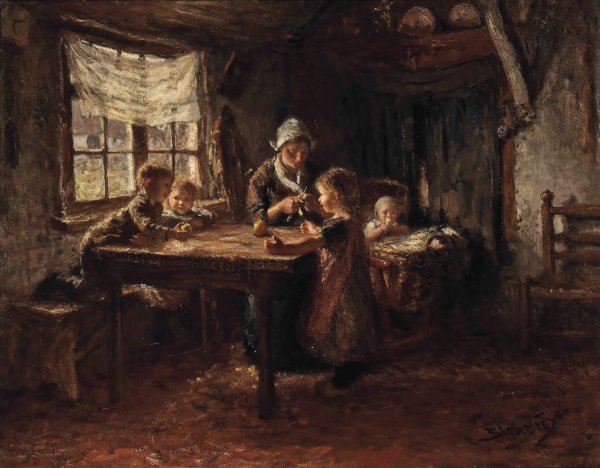 Main Product Photo of Eating Apples Painting by Bernardus Johannes Blommers